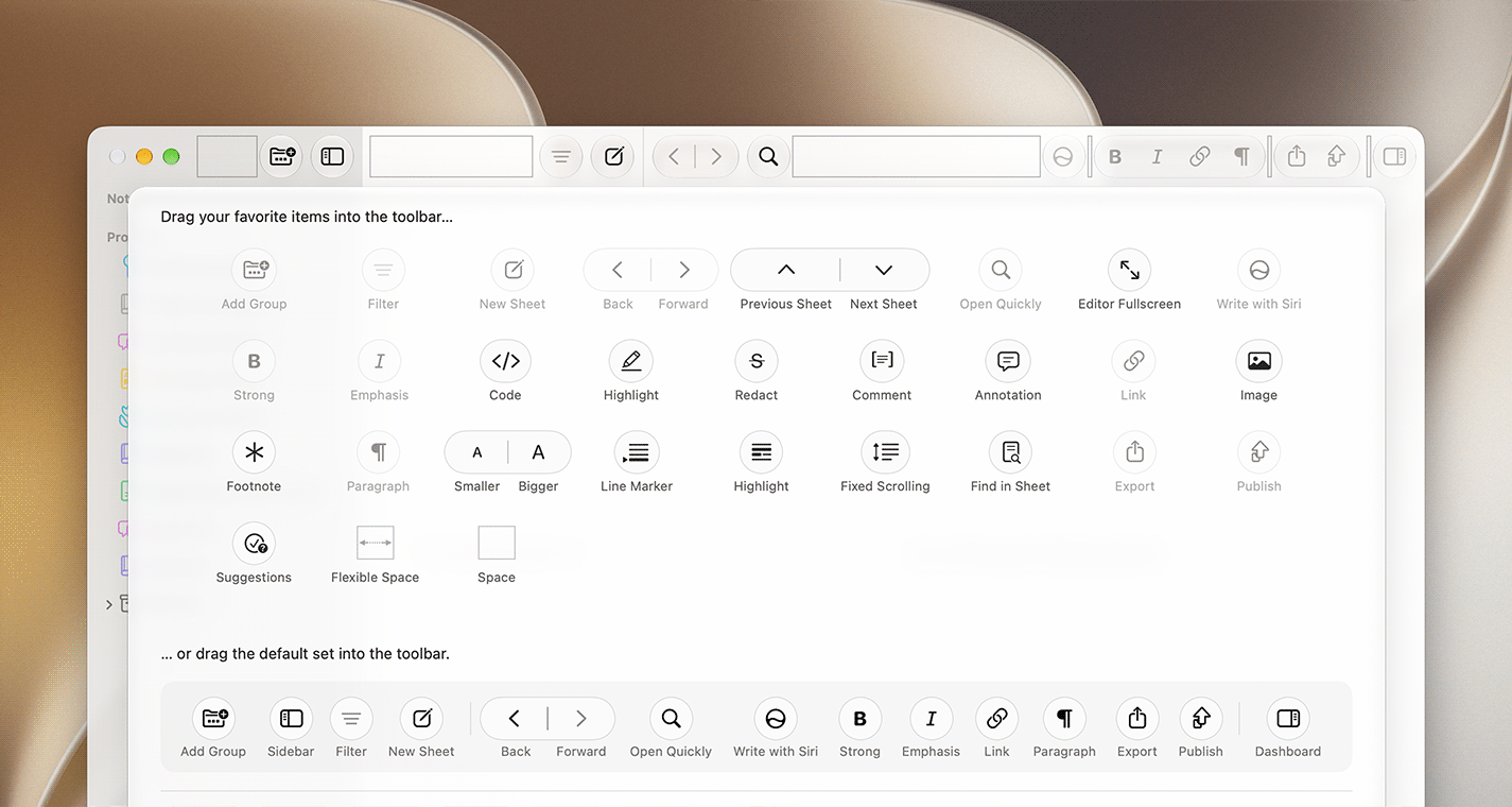 Customizable Toolbar